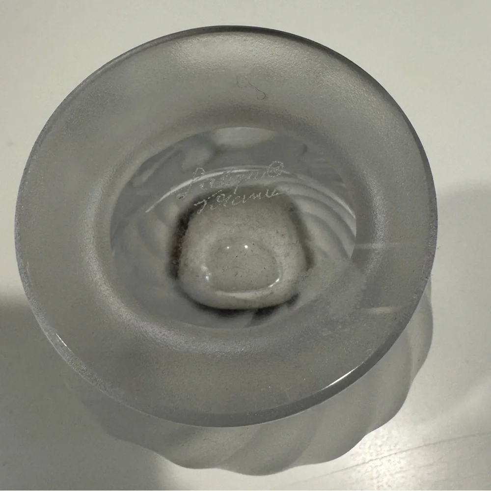LALIQUE France Rosine Frosted Glass Vase with 3D Dove Design